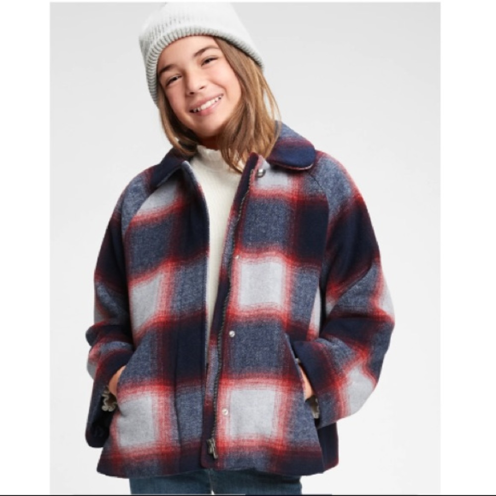 NWT GAP Size M Youth Plaid wool jacket